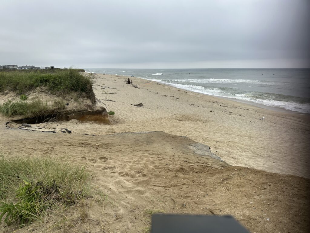 a sandy beach with waves crashing on it (MyCoast AI)