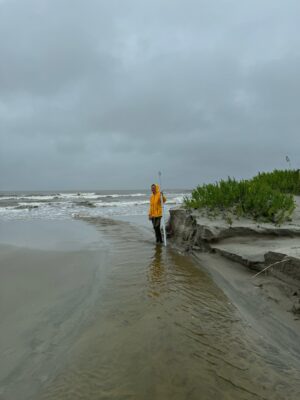 a person standing on a beach (MyCoast AI)