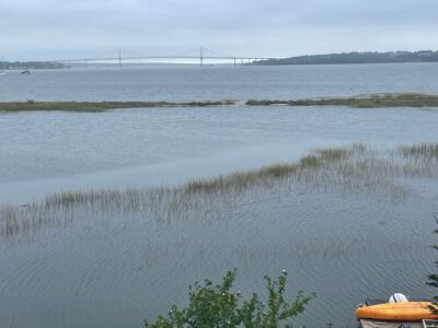 a body of water with a bridge in the distance (MyCoast AI)