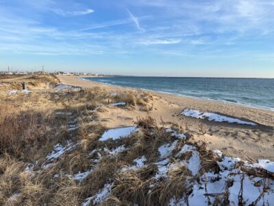 a beach with snow (MyCoast AI)