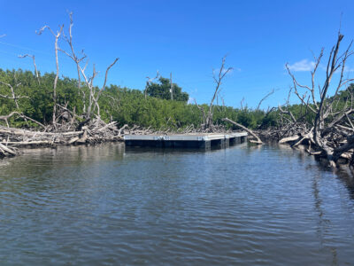 a dock in a lake (MyCoast AI)