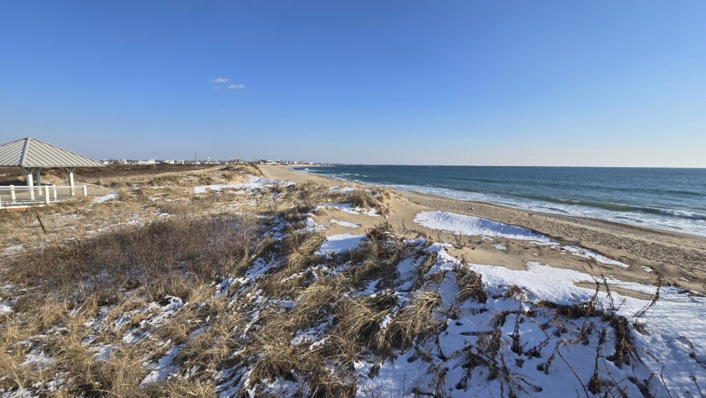 a beach with snow (MyCoast AI)
