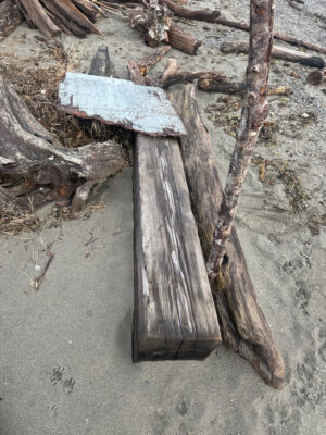 a broken wood bench (MyCoast AI)