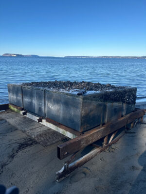 a metal container on a dock (MyCoast AI)