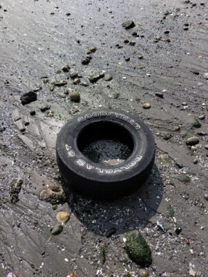 a tire on the ground (MyCoast AI)
