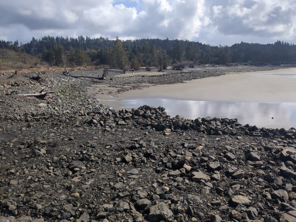 a rocky beach with a small pond (MyCoast AI)