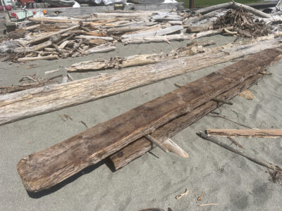 a wood bench with many pieces of wood on it (MyCoast AI)