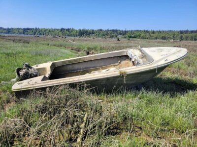 a boat in a field (MyCoast AI)