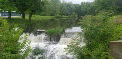 a small waterfall in a park (MyCoast AI)