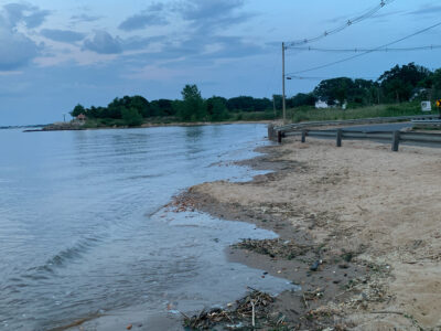 a beach with a pier and a body of water (MyCoast AI)