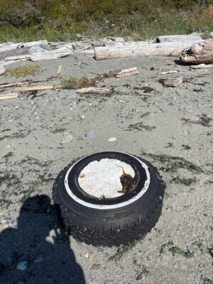 a tire on the ground (MyCoast AI)