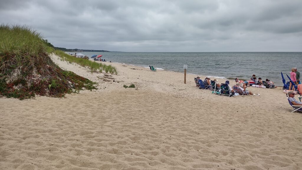 a group of people sitting on a beach (MyCoast AI)