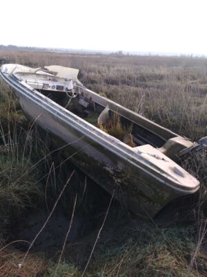 a boat on the grass (MyCoast AI)