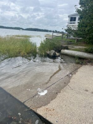 a small pond with a house in the background (MyCoast AI)