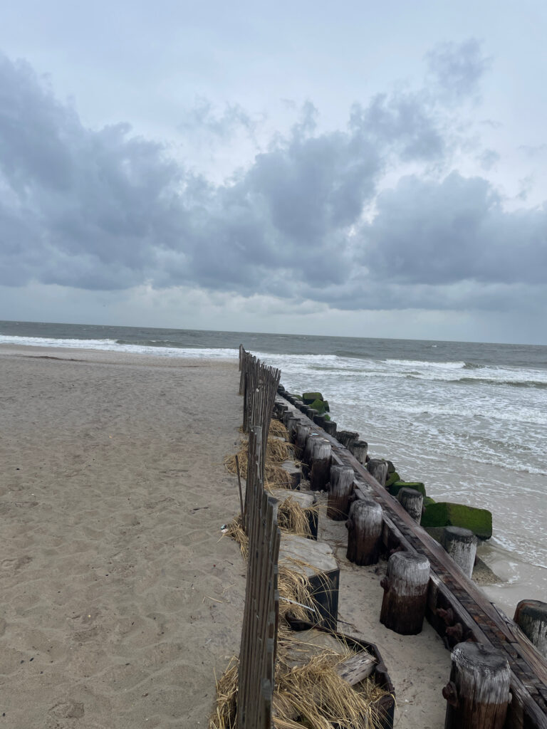 a wooden fence on a beach (MyCoast AI)
