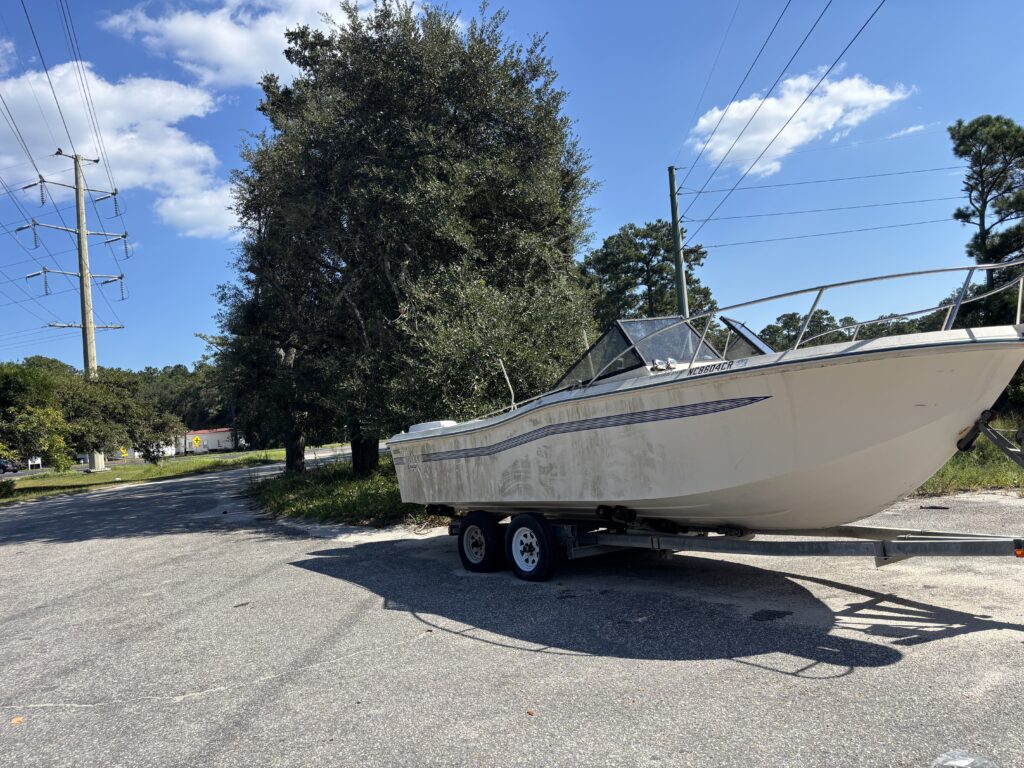 a boat on a trailer (MyCoast AI)