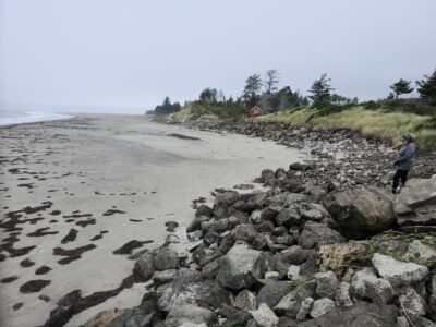a person standing on a rocky beach (MyCoast AI)