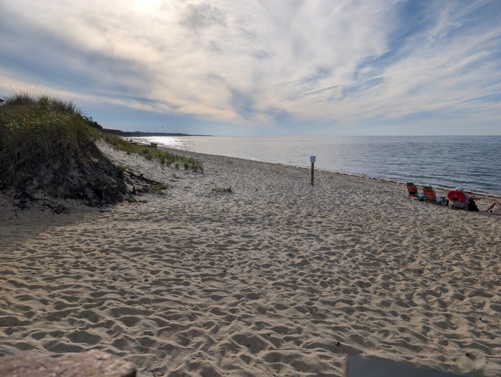 a sandy beach with a body of water in the background (MyCoast AI)
